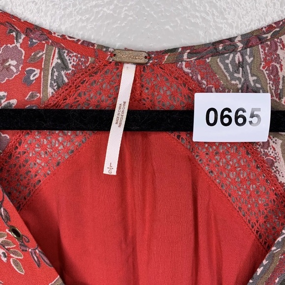 Free People Womens Large Rain or Shine Printed Dress Poppy Combo Floral Pockets - Picture 9 of 12